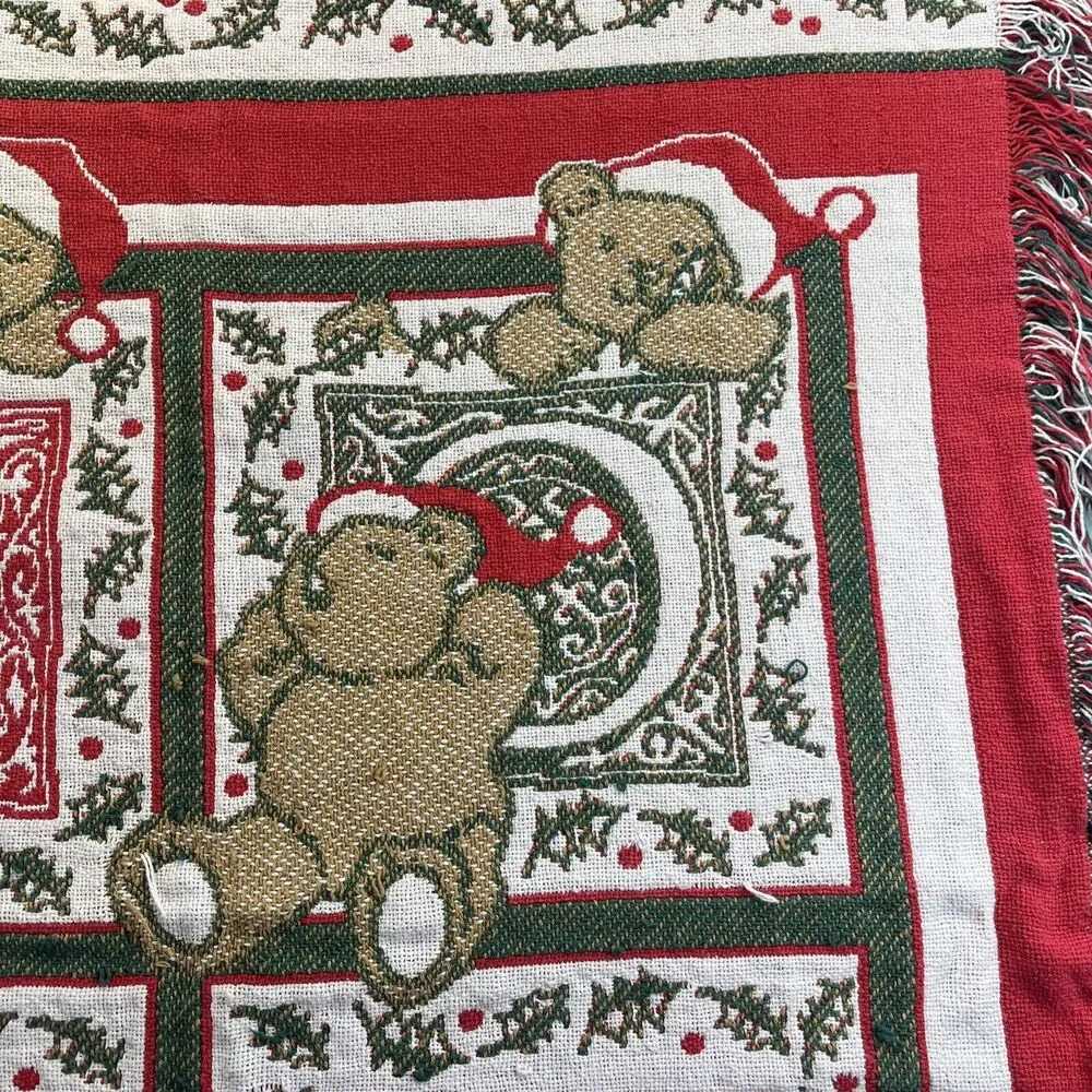 Noel Christmas Bear Tapestry Throw Blanket Afghan Beacon Tapestry 42x32